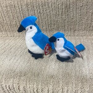 Ty Beanie Baby Rocket & Teenie Beanie Baby Rocket. Blue Jay birds.